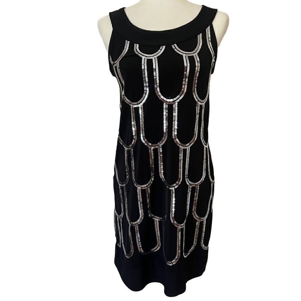 Black Sequined Cocktail Dress. Sleeveless. Size 4. Great Condition!